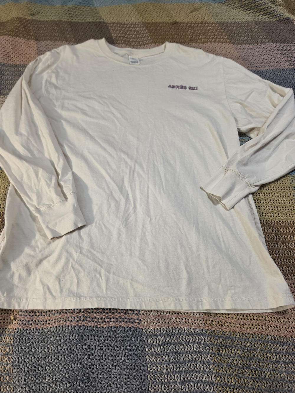 PINK Victoria's Secret Cream Long-Sleeve Logo Tee
